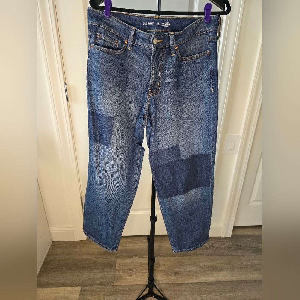 Old Navy Women's Patchwork Jeans 10P Petite Loose High Rise